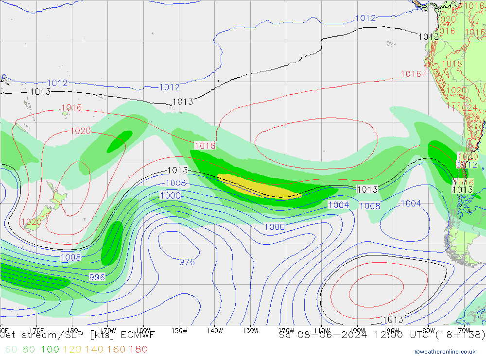 Jet stream/SLP ECMWF Sa 08.06.2024 12 UTC