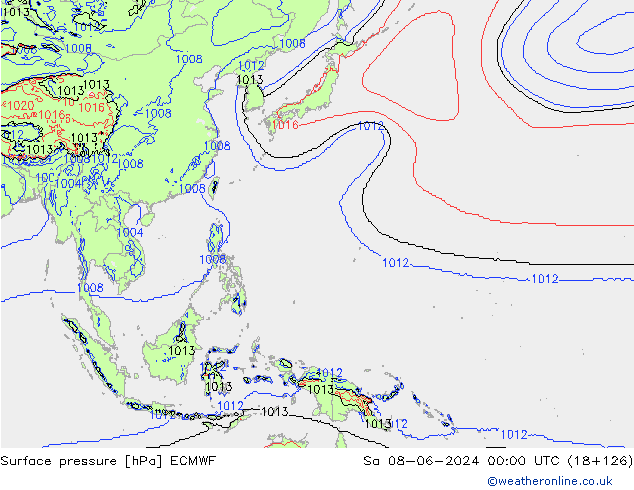 Surface pressure ECMWF Sa 08.06.2024 00 UTC