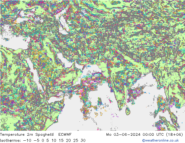 Temperature 2m Spaghetti ECMWF Po 03.06.2024 00 UTC