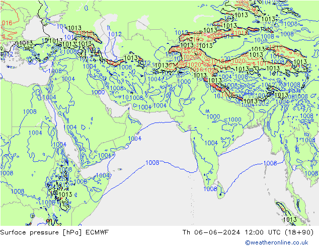 Luchtdruk (Grond) ECMWF do 06.06.2024 12 UTC