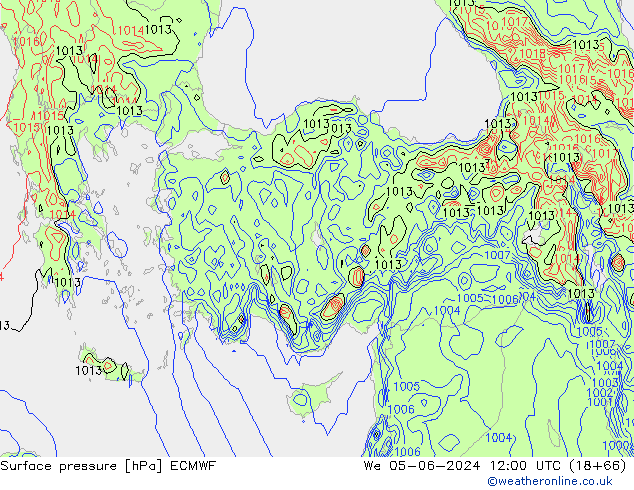 Presión superficial ECMWF mié 05.06.2024 12 UTC