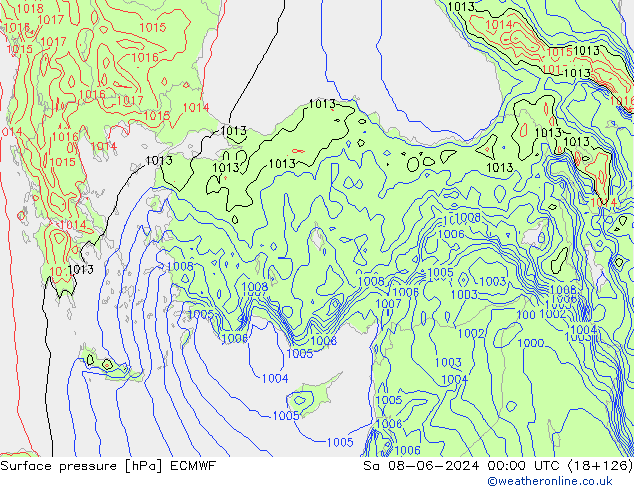 приземное давление ECMWF сб 08.06.2024 00 UTC