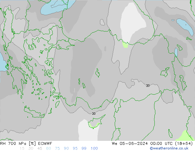 Humedad rel. 700hPa ECMWF mié 05.06.2024 00 UTC