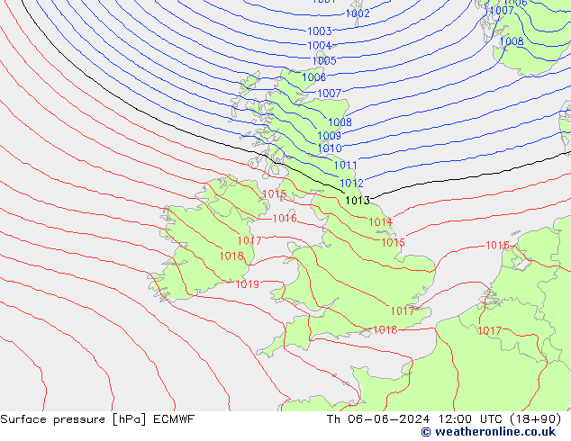 приземное давление ECMWF чт 06.06.2024 12 UTC