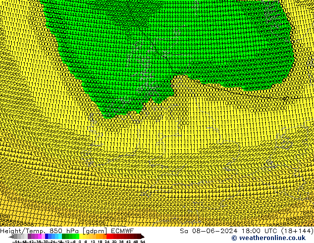 Yükseklik/Sıc. 850 hPa ECMWF Cts 08.06.2024 18 UTC