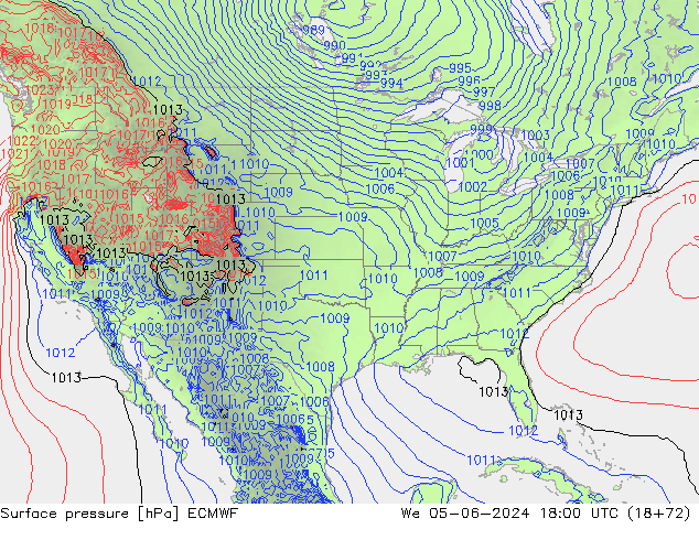 Luchtdruk (Grond) ECMWF wo 05.06.2024 18 UTC