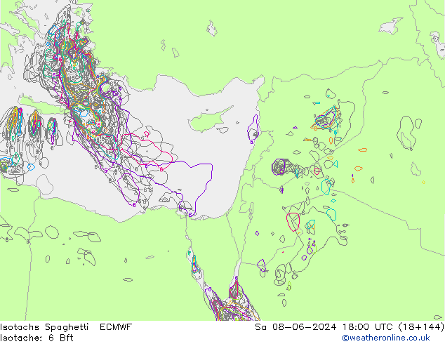 Isotachs Spaghetti ECMWF sam 08.06.2024 18 UTC