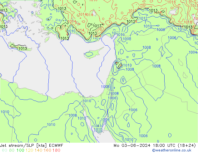 Jet stream/SLP ECMWF Mo 03.06.2024 18 UTC