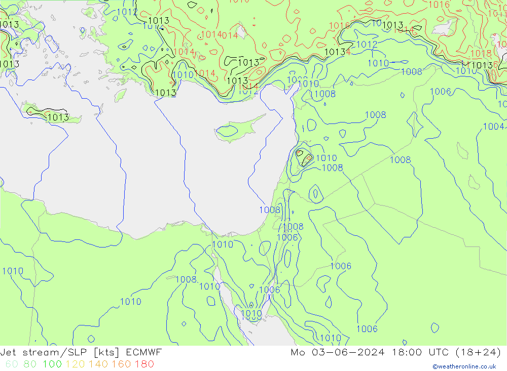 Corrente a getto ECMWF lun 03.06.2024 18 UTC