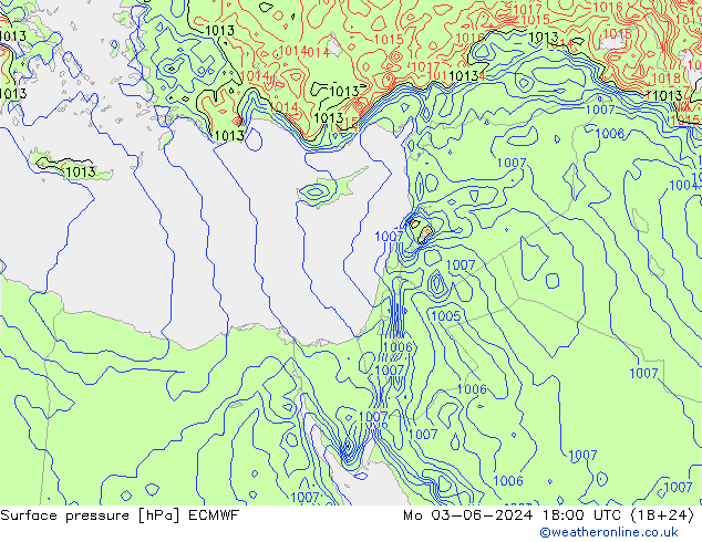 Luchtdruk (Grond) ECMWF ma 03.06.2024 18 UTC