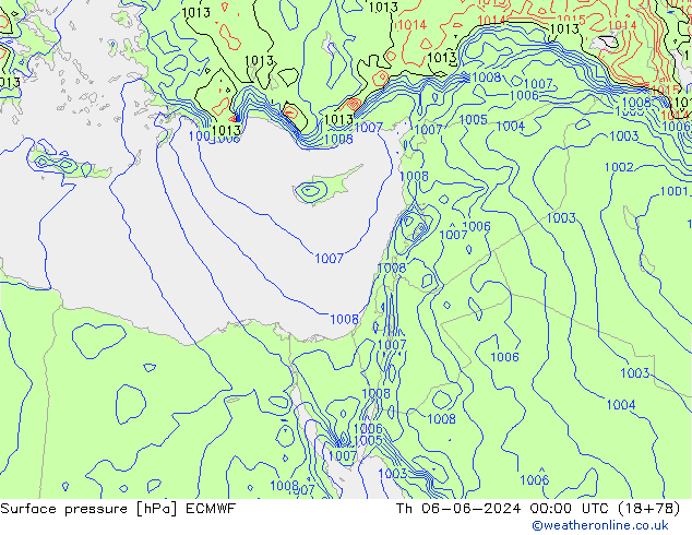 pressão do solo ECMWF Qui 06.06.2024 00 UTC