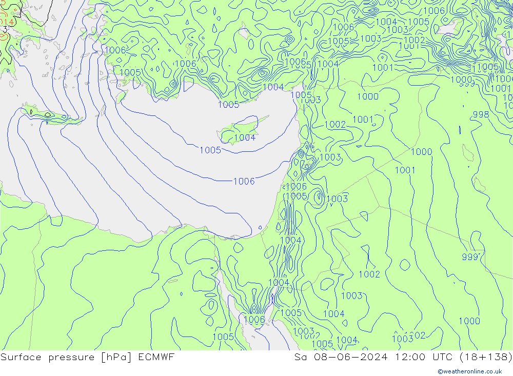 Surface pressure ECMWF Sa 08.06.2024 12 UTC