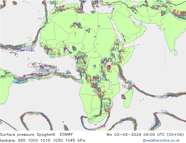 Surface pressure Spaghetti ECMWF Mo 03.06.2024 06 UTC