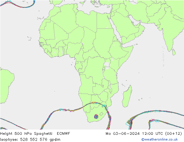 Height 500 hPa Spaghetti ECMWF Mo 03.06.2024 12 UTC