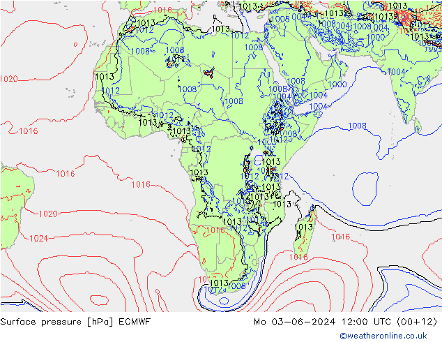 Luchtdruk (Grond) ECMWF ma 03.06.2024 12 UTC