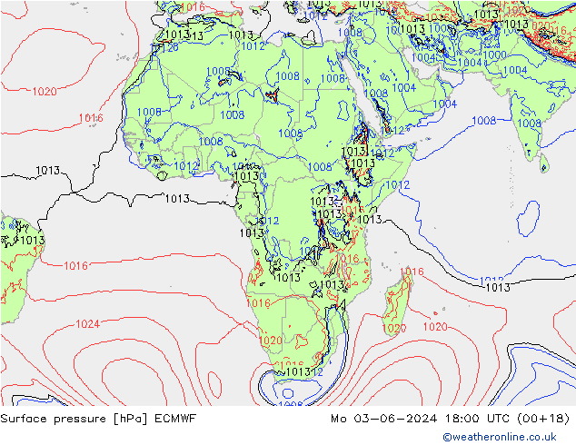 Luchtdruk (Grond) ECMWF ma 03.06.2024 18 UTC