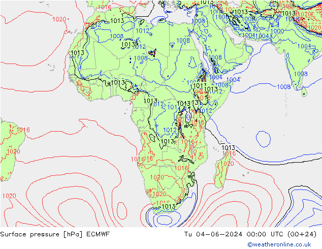 Luchtdruk (Grond) ECMWF di 04.06.2024 00 UTC