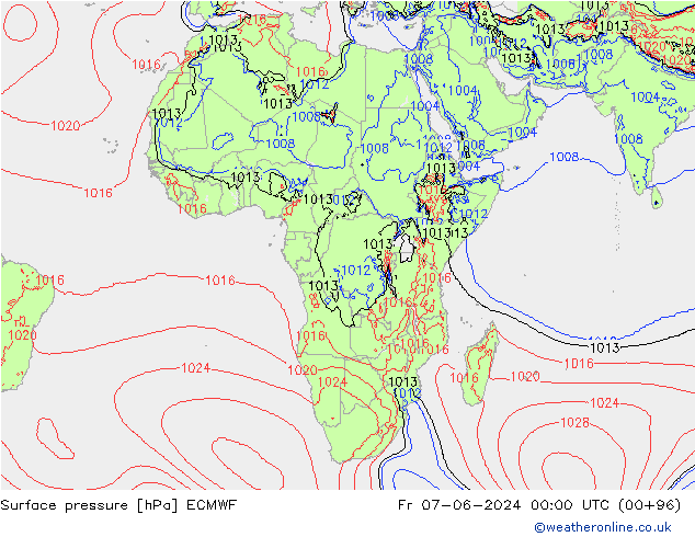 Yer basıncı ECMWF Cu 07.06.2024 00 UTC