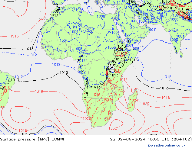 Surface pressure ECMWF Su 09.06.2024 18 UTC