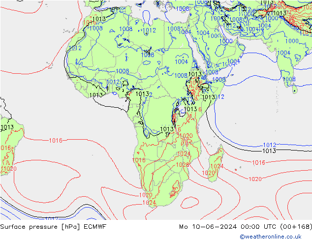 Yer basıncı ECMWF Pzt 10.06.2024 00 UTC