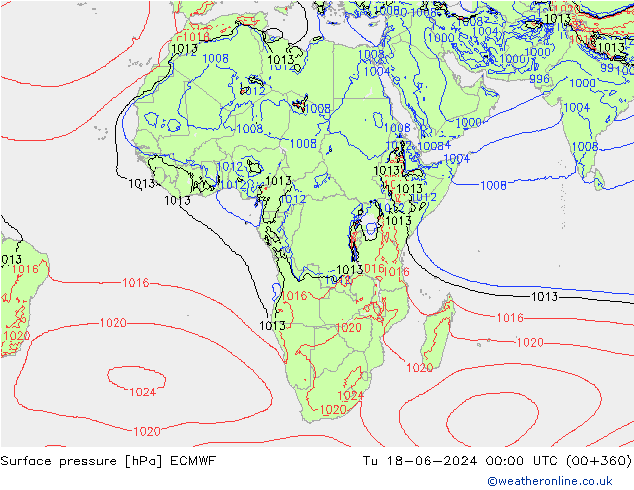 pressão do solo ECMWF Ter 18.06.2024 00 UTC