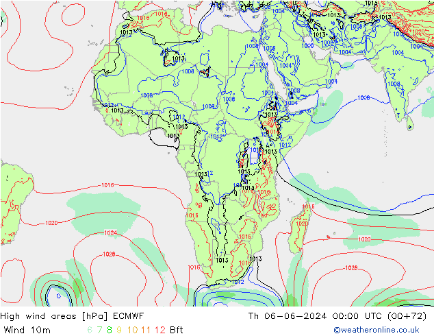 High wind areas ECMWF  06.06.2024 00 UTC