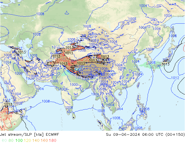 Jet stream/SLP ECMWF Su 09.06.2024 06 UTC