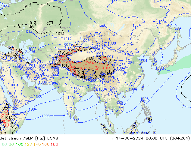 Corriente en chorro ECMWF vie 14.06.2024 00 UTC