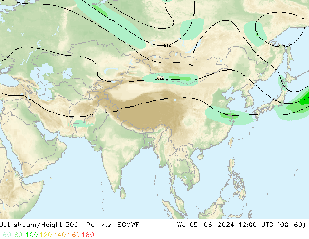 Jet stream ECMWF Qua 05.06.2024 12 UTC