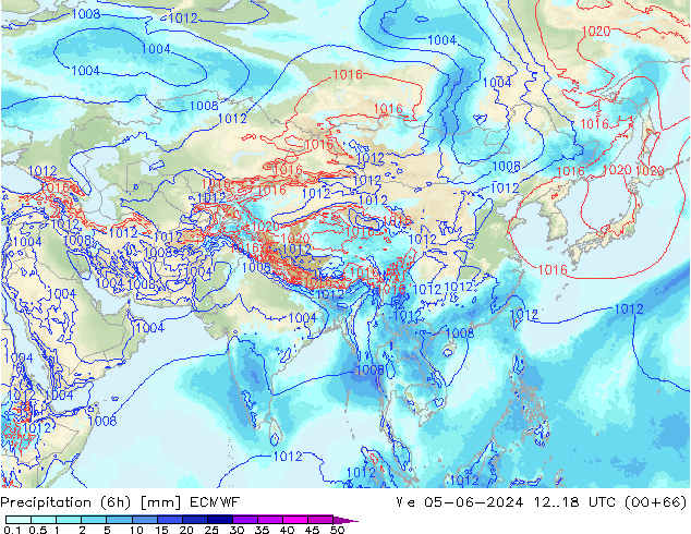 Precipitação (6h) ECMWF Qua 05.06.2024 18 UTC