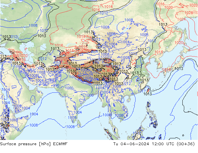 Yer basıncı ECMWF Sa 04.06.2024 12 UTC