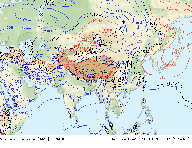 Pressione al suolo ECMWF mer 05.06.2024 18 UTC