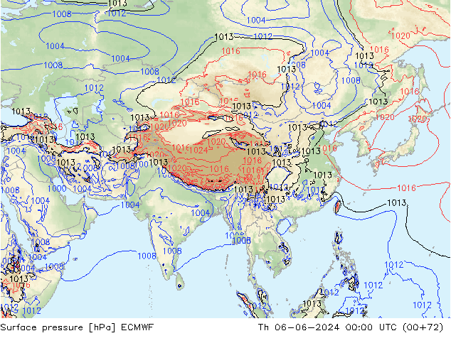 Luchtdruk (Grond) ECMWF do 06.06.2024 00 UTC