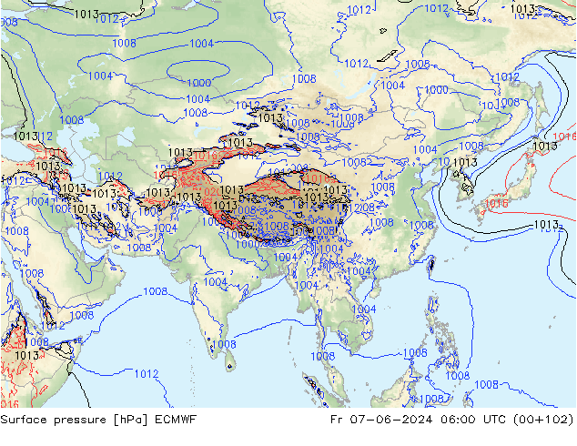 pression de l'air ECMWF ven 07.06.2024 06 UTC