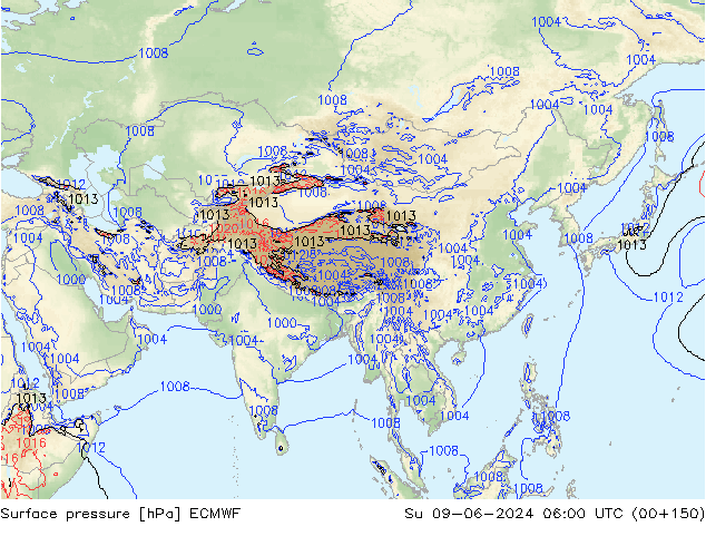 приземное давление ECMWF Вс 09.06.2024 06 UTC