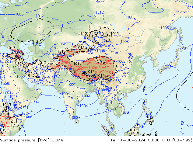 Bodendruck ECMWF Di 11.06.2024 00 UTC