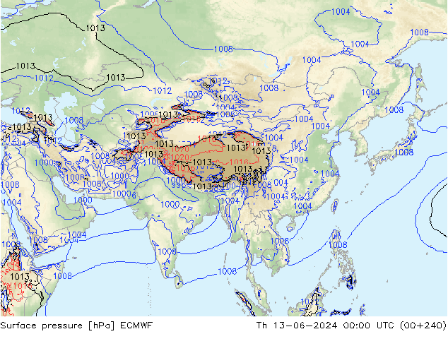 Yer basıncı ECMWF Per 13.06.2024 00 UTC