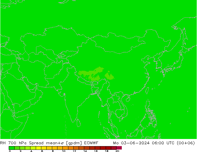 RH 700 hPa Spread ECMWF Po 03.06.2024 06 UTC