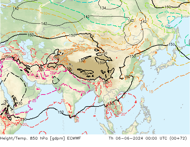 Height/Temp. 850 гПа ECMWF чт 06.06.2024 00 UTC