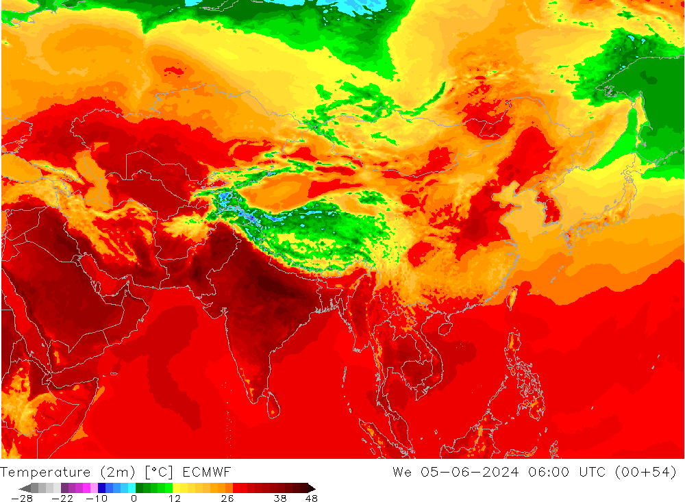 température (2m) ECMWF mer 05.06.2024 06 UTC