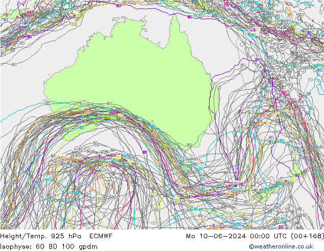 Yükseklik/Sıc. 925 hPa ECMWF Pzt 10.06.2024 00 UTC