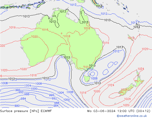 приземное давление ECMWF пн 03.06.2024 12 UTC