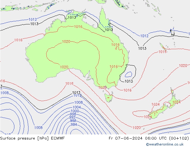 Atmosférický tlak ECMWF Pá 07.06.2024 06 UTC