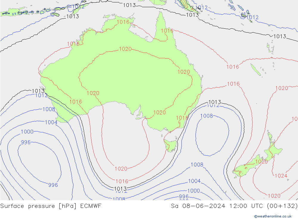 Luchtdruk (Grond) ECMWF za 08.06.2024 12 UTC