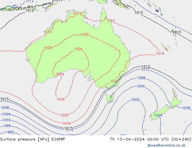 Bodendruck ECMWF Do 13.06.2024 00 UTC