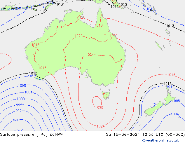 pression de l'air ECMWF sam 15.06.2024 12 UTC