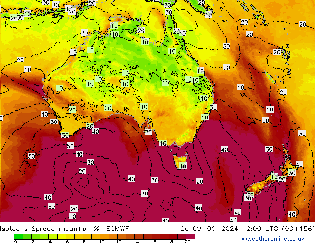 Isotachs Spread ECMWF Dom 09.06.2024 12 UTC