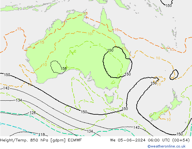 Géop./Temp. 850 hPa ECMWF mer 05.06.2024 06 UTC