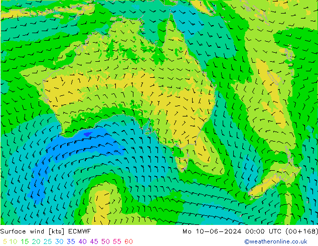 Vento 10 m ECMWF lun 10.06.2024 00 UTC