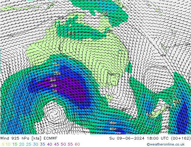 Wind 925 hPa ECMWF Su 09.06.2024 18 UTC